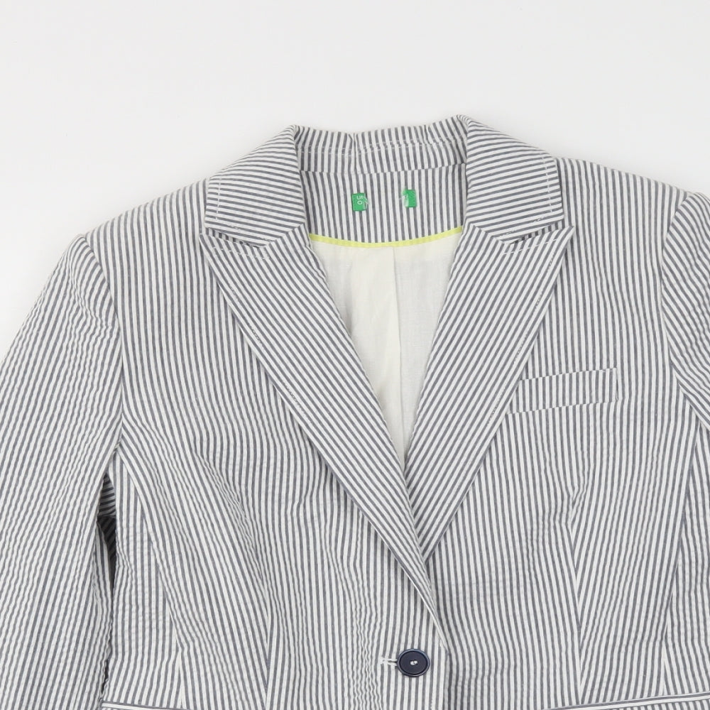 Preworn Womens Blue Striped  Jacket Blazer Size 10