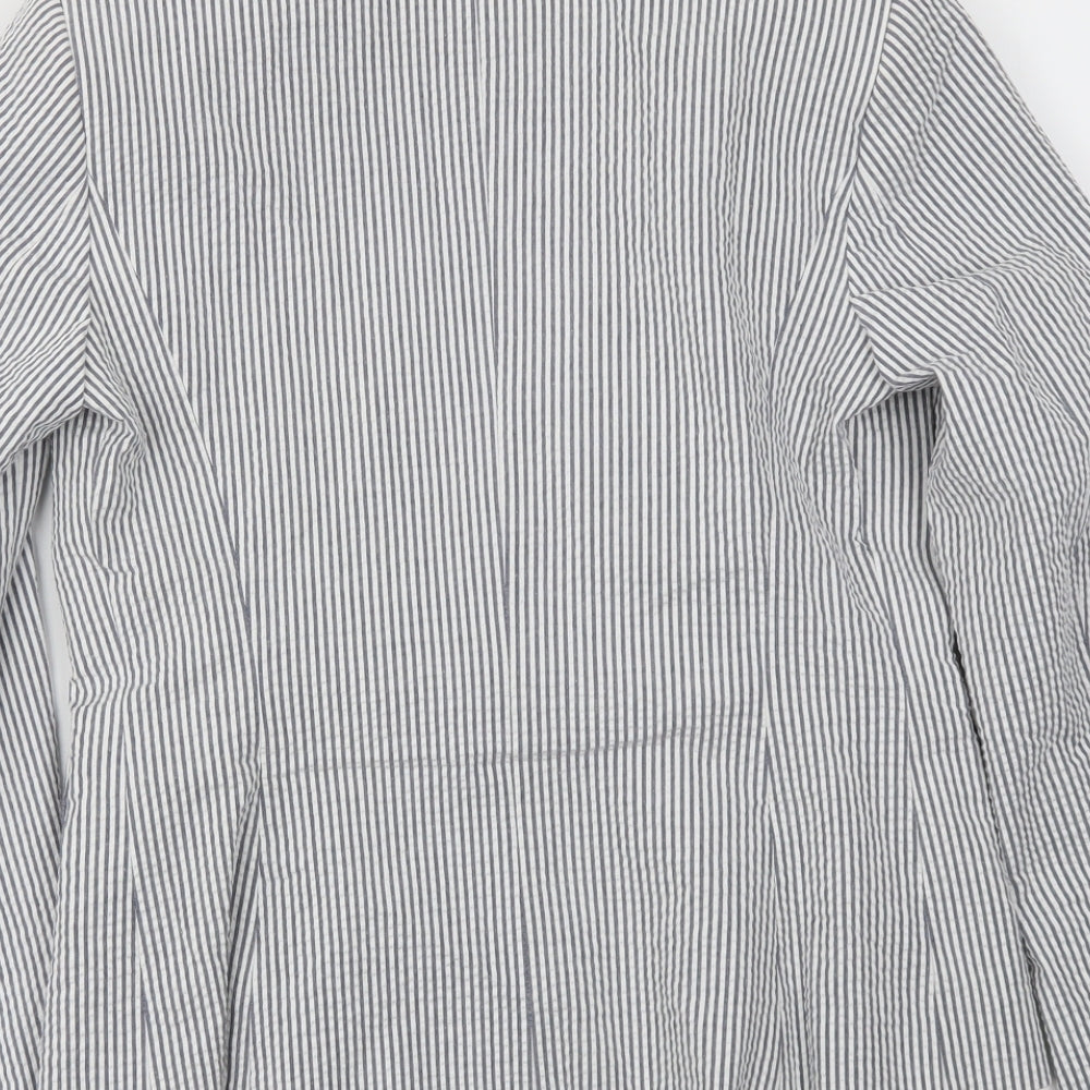 Preworn Womens Blue Striped  Jacket Blazer Size 10