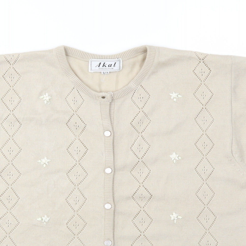 AKAL Womens Beige   Cardigan Jumper Size M