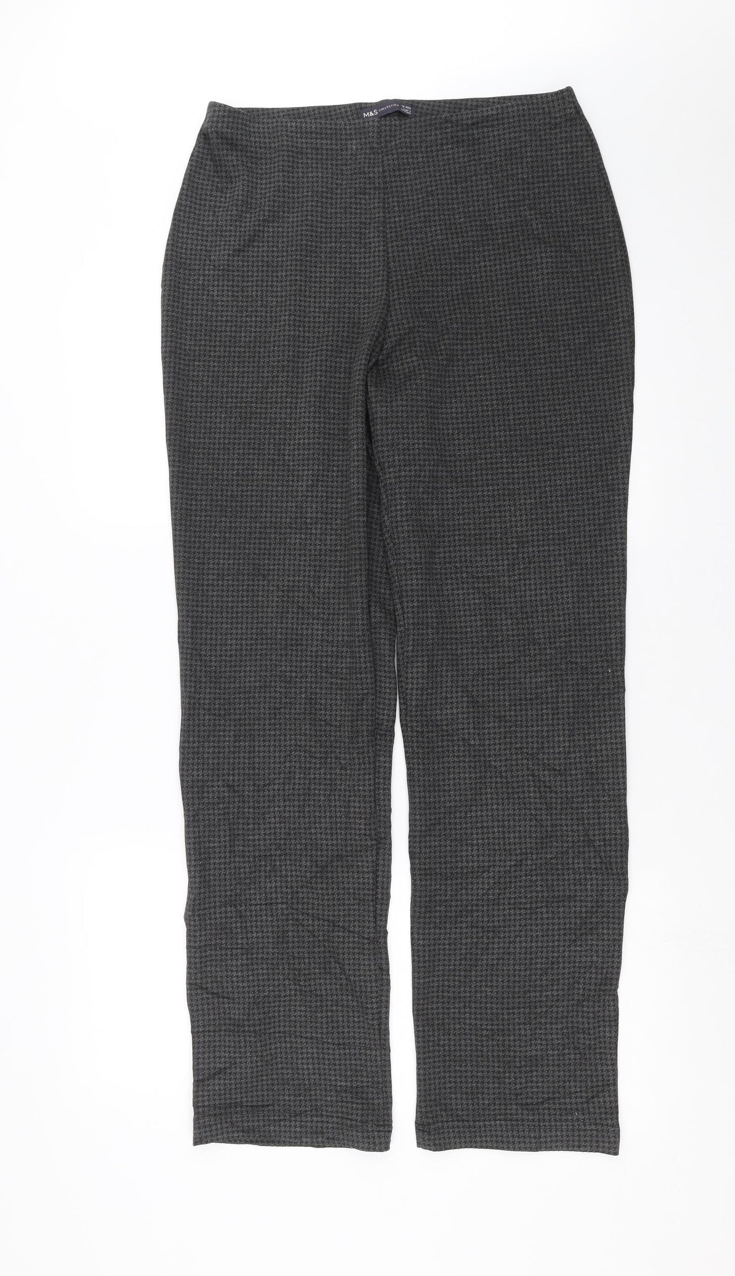 Marks and Spencer Womens Grey Houndstooth  Trousers  Size 12 L32 in