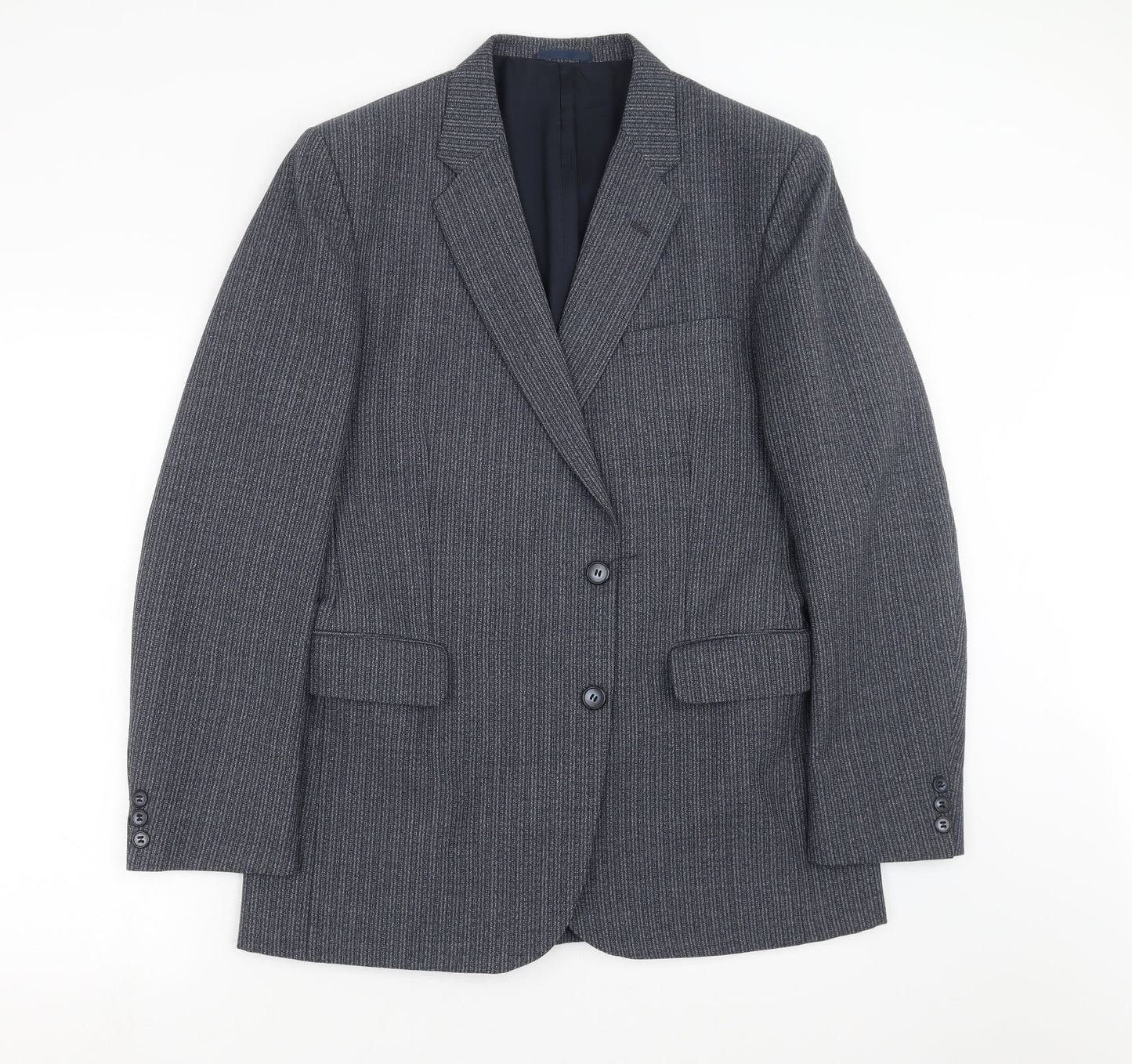 eural tergal Mens Blue Striped  Jacket Suit Jacket Size 42