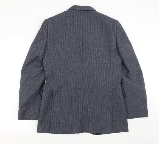 eural tergal Mens Blue Striped  Jacket Suit Jacket Size 42