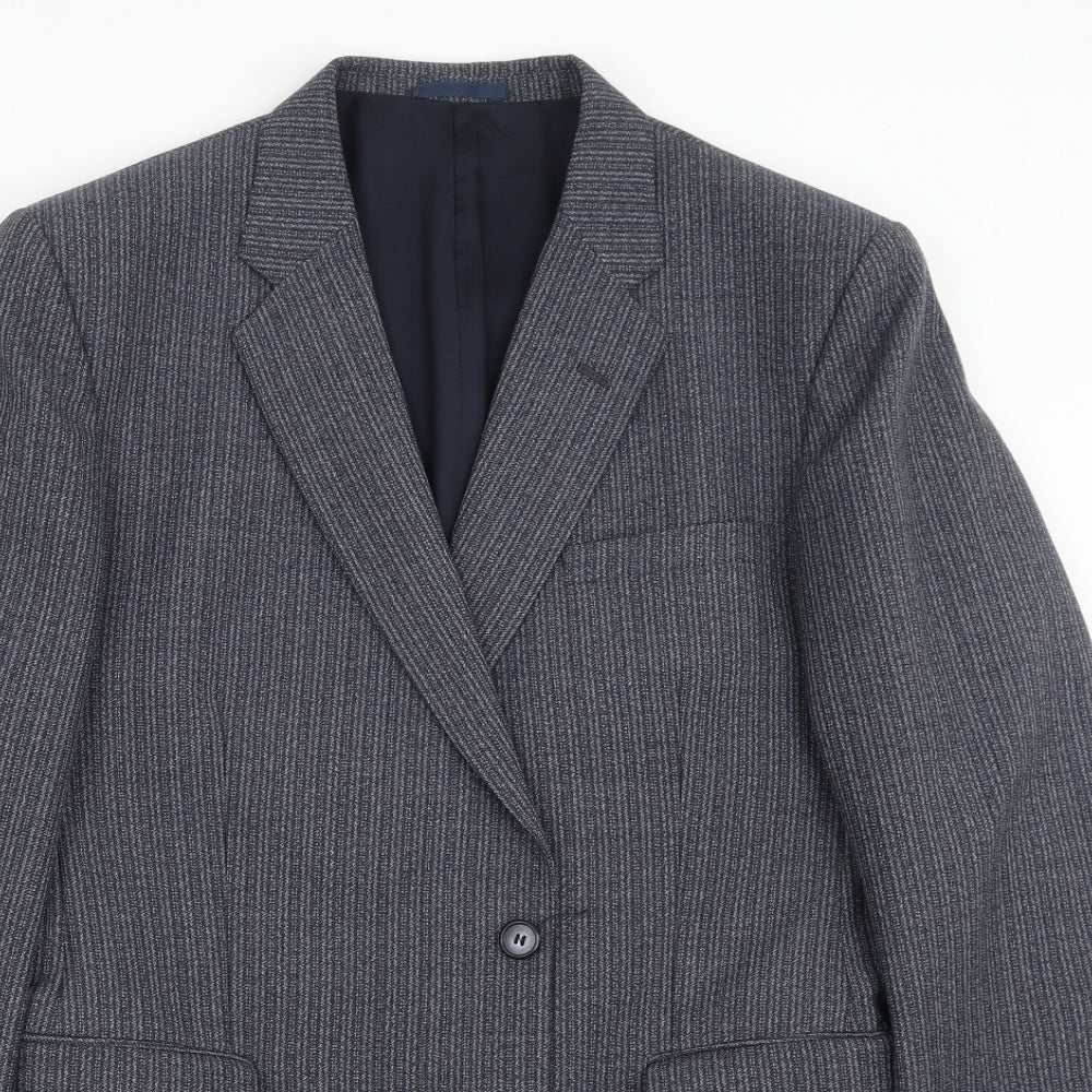 eural tergal Mens Blue Striped  Jacket Suit Jacket Size 42