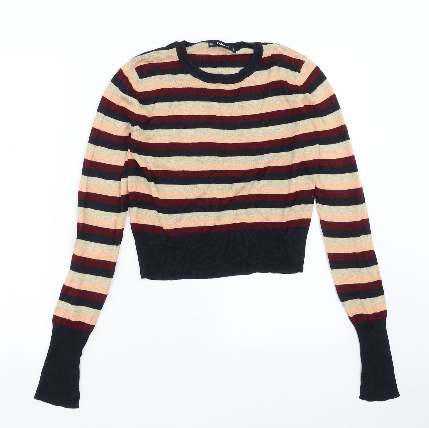 Zara Womens Multicoloured Striped Knit Pullover Jumper Size S