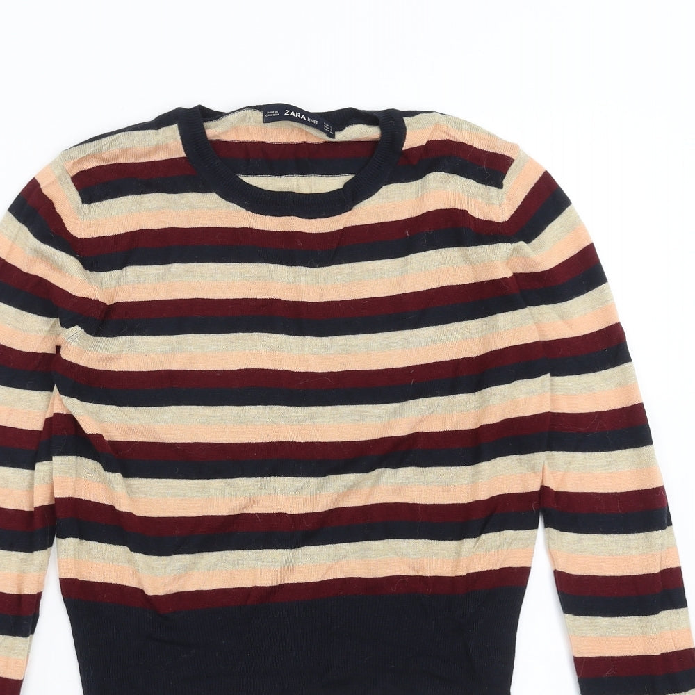 Zara Womens Multicoloured Striped Knit Pullover Jumper Size S