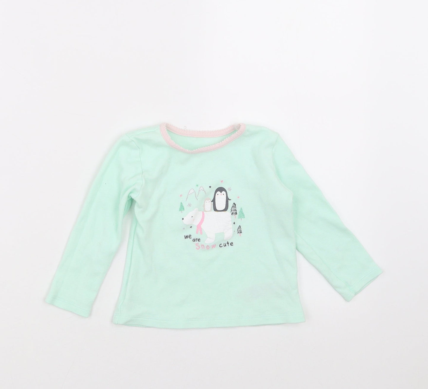 Primark Girls Green   Basic T-Shirt Size 18-24 Months  - polar bear