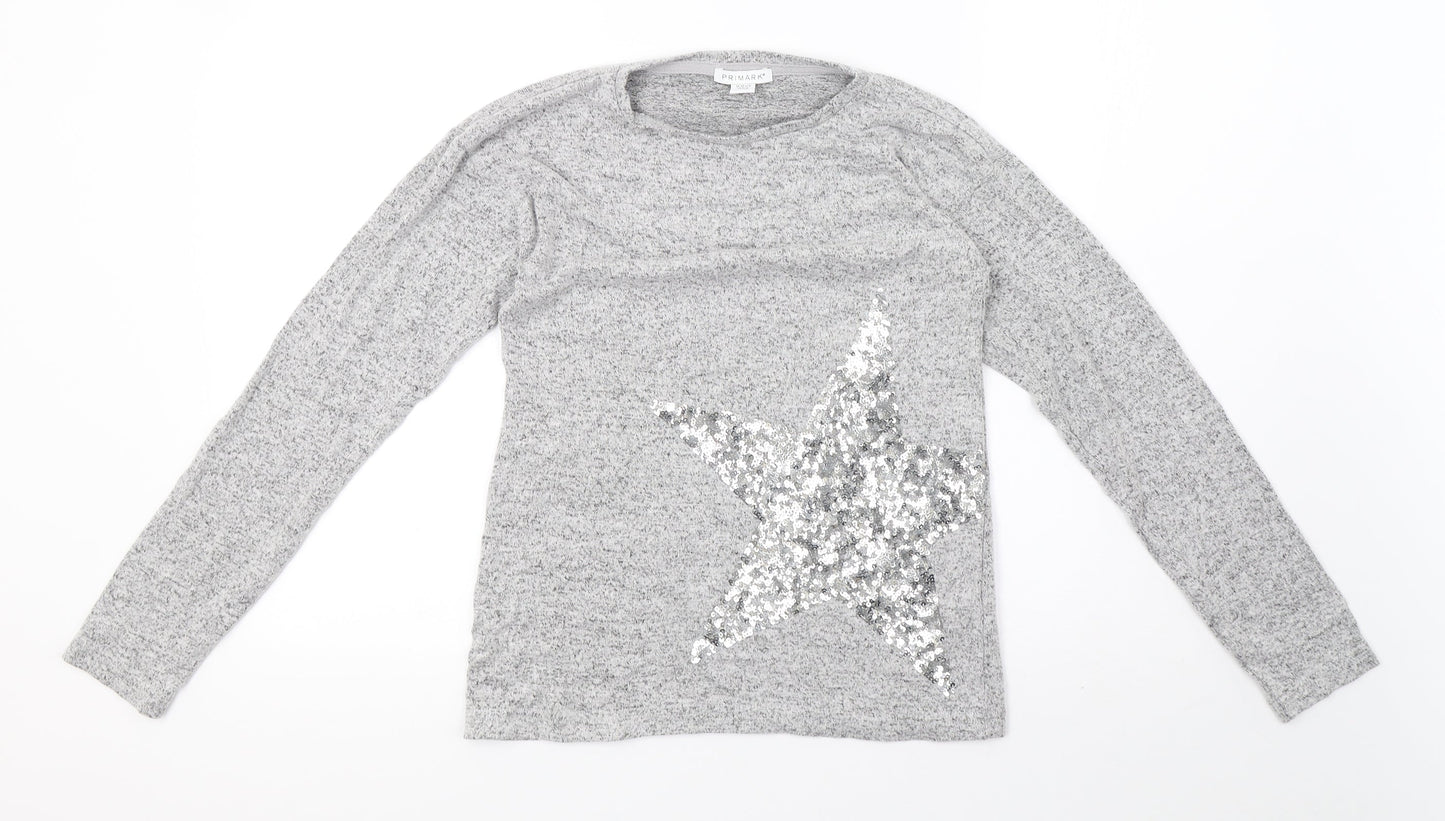 Primark Girls Grey  Knit Pullover Sweatshirt Size 11-12 Years
