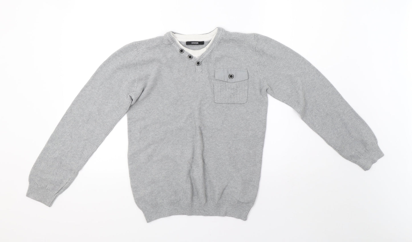 George Boys Grey  Knit Pullover Sweatshirt Size 12-13 Years