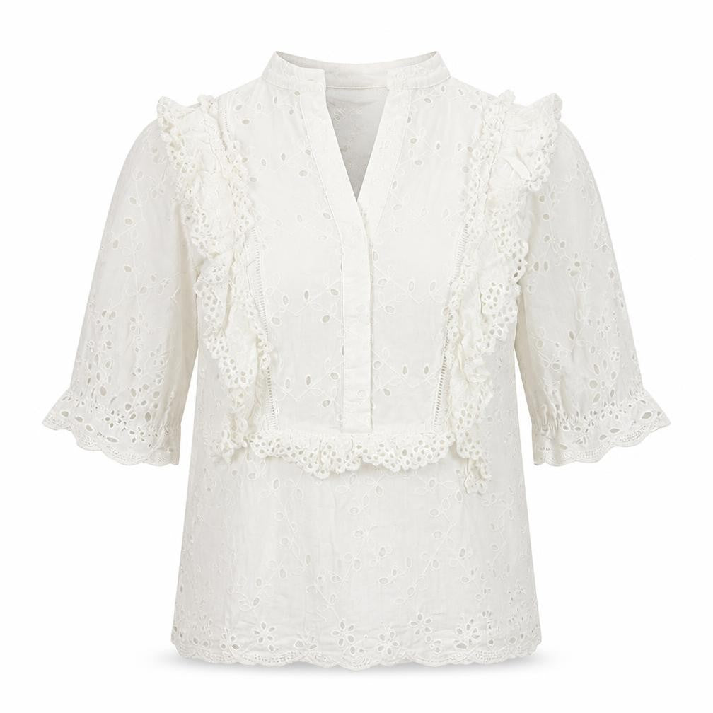 Mochy Womens White   Basic Blouse Size S