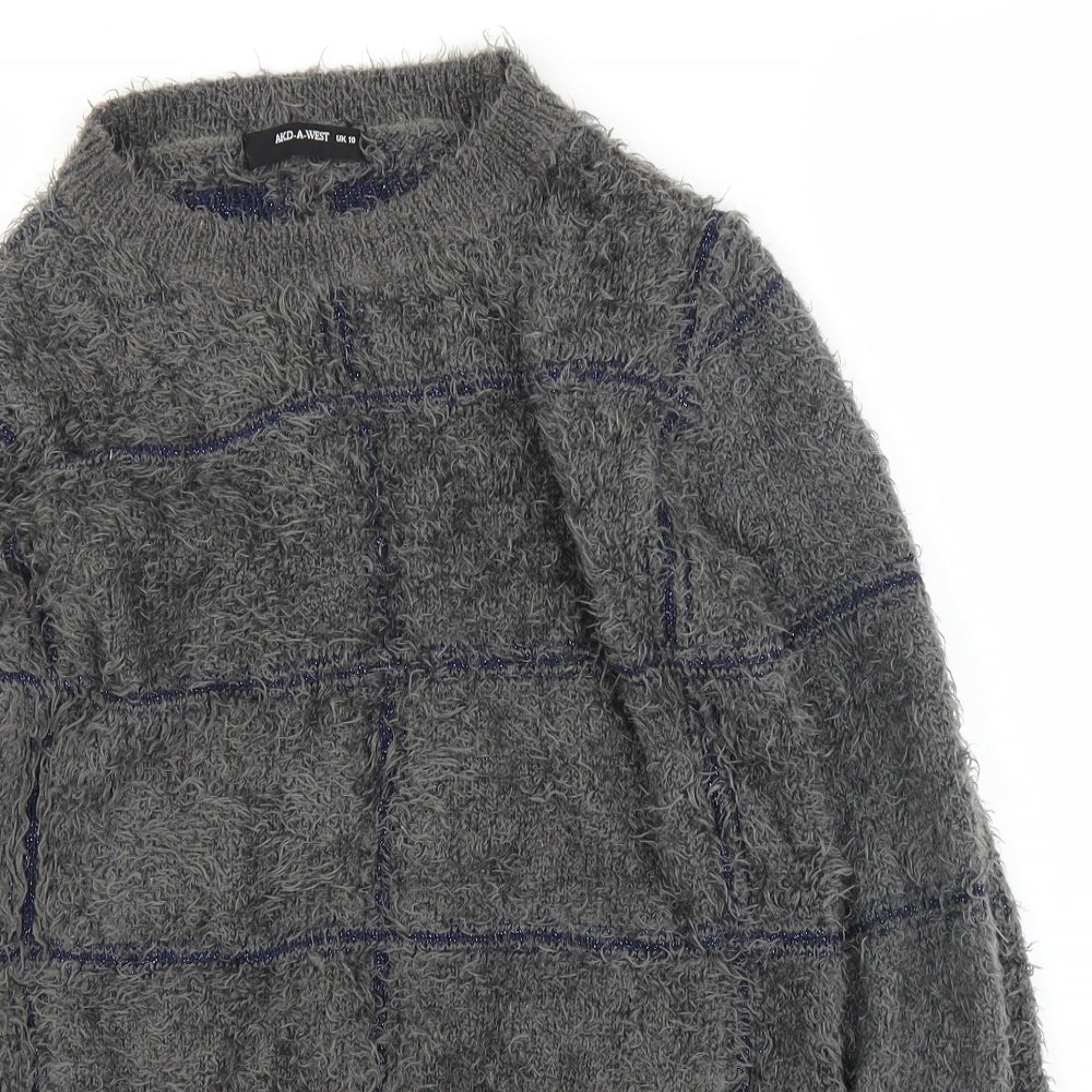 AKD A WEST Womens Grey Check  Pullover Jumper Size 10