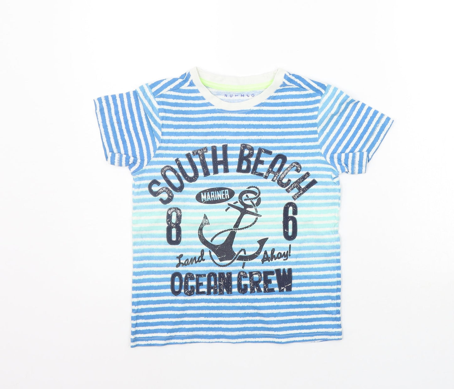 Nutmeg Boys Blue Striped  Basic T-Shirt Size 5-6 Years