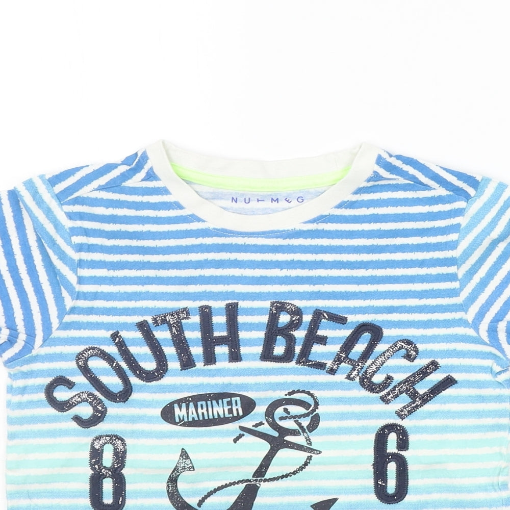 Nutmeg Boys Blue Striped  Basic T-Shirt Size 5-6 Years