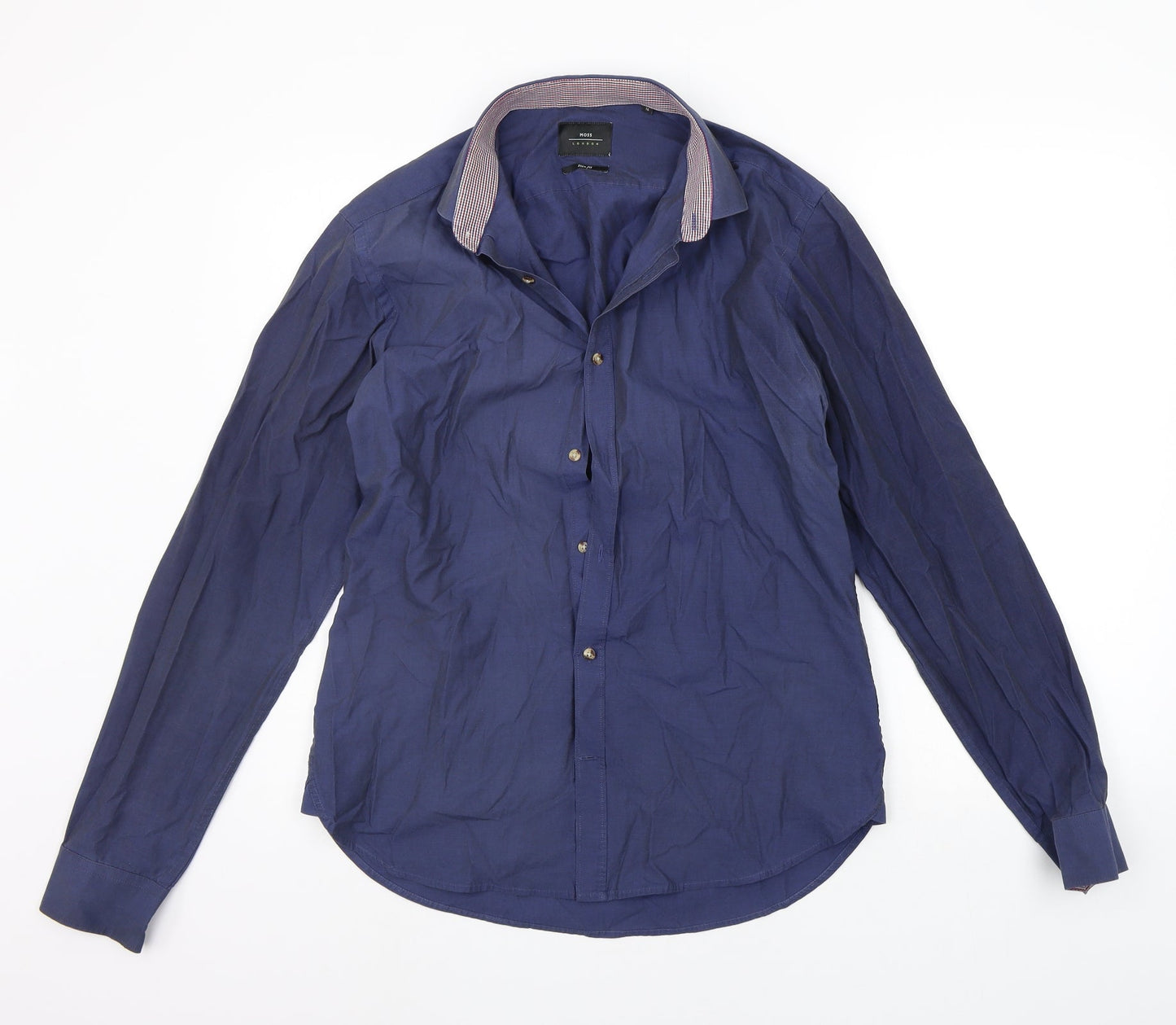 Moss London Mens Blue    Button-Up Size 16