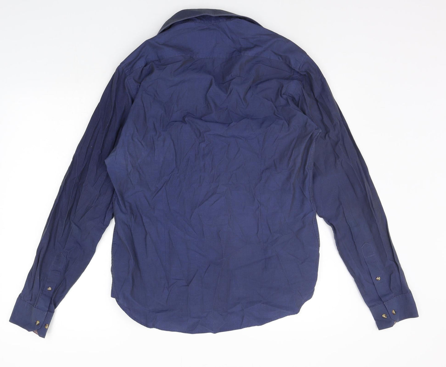 Moss London Mens Blue    Button-Up Size 16