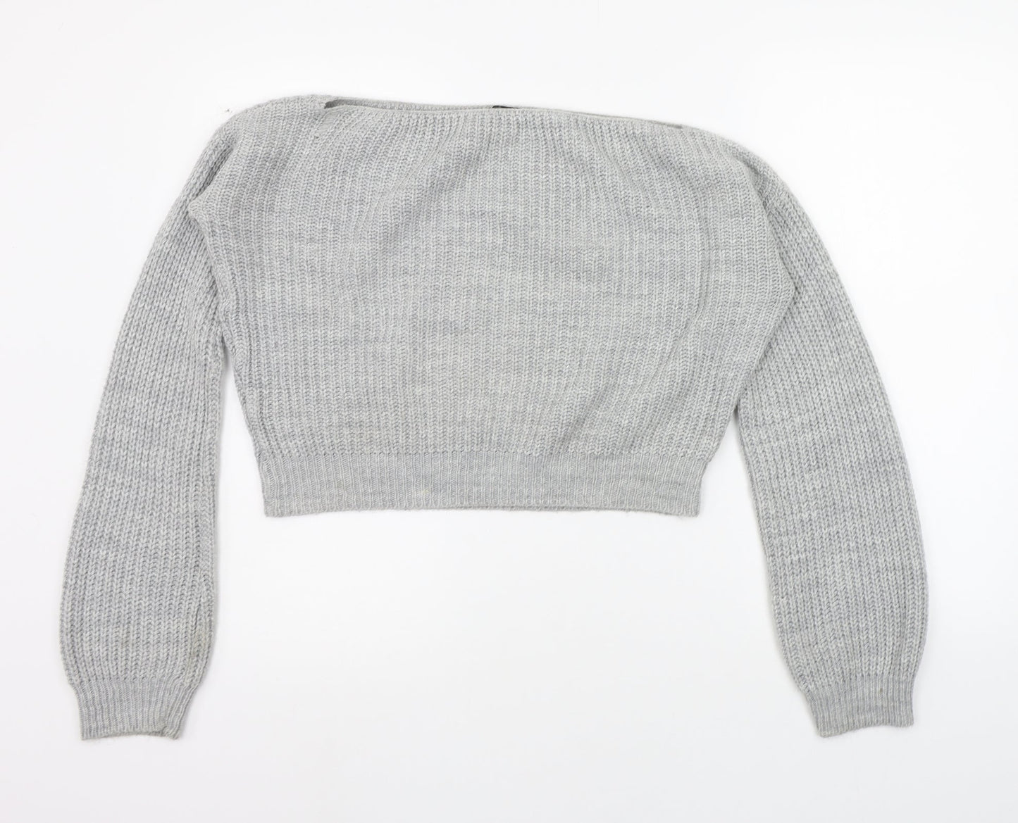 PRETTYLITTLETHING Womens Grey   Henley Jumper Size 8