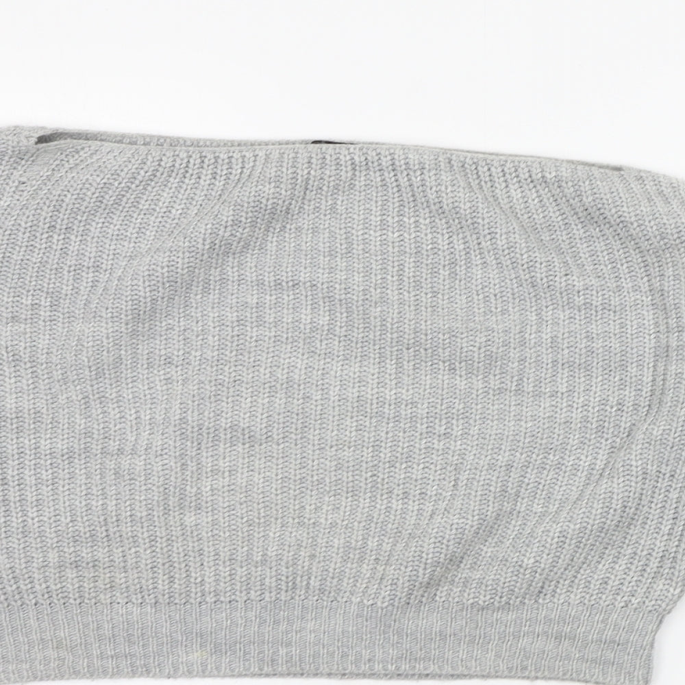 PRETTYLITTLETHING Womens Grey   Henley Jumper Size 8