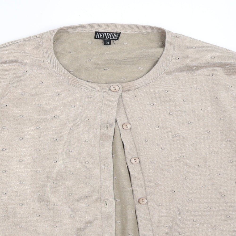 Hepburn Womens Beige   Cardigan Jumper Size M
