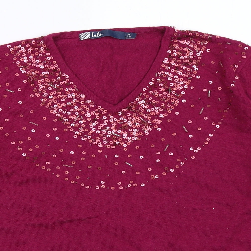 Isle Womens Purple   Pullover Jumper Size M