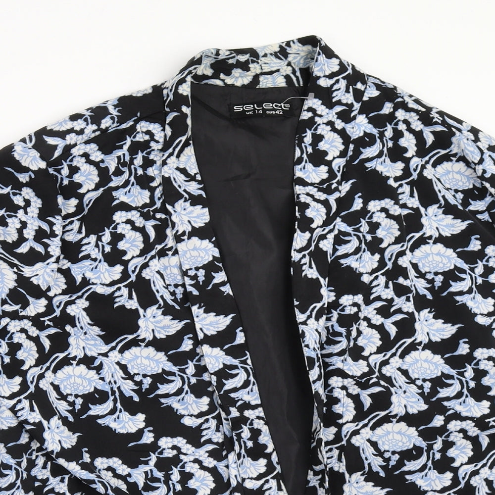 Select Womens Black Floral  Jacket  Size 14