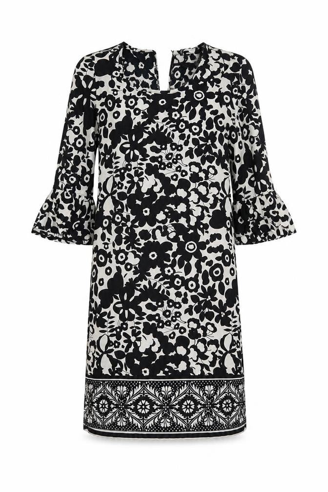 Front view of Atmosphere women’s black floral shift, size UK 8