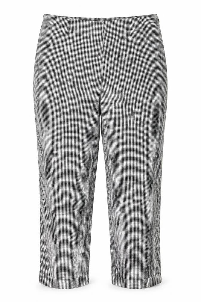 Front view of Casual Club women’s black check trousers, size UK 18, 24.5-inch leg