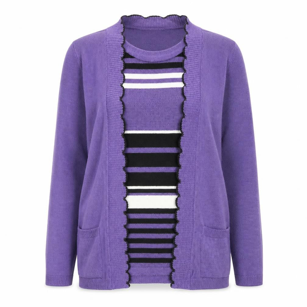 Envy Womens Purple Striped  Pullover Jumper Size S