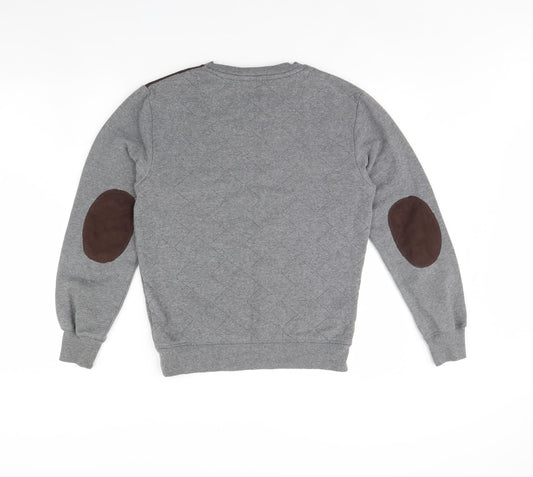 Blue Inc Mens Grey   Pullover Jumper Size XS  - Elbow pads