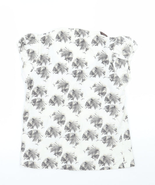 Dasdh Womens White Floral  Basic T-Shirt Size 10