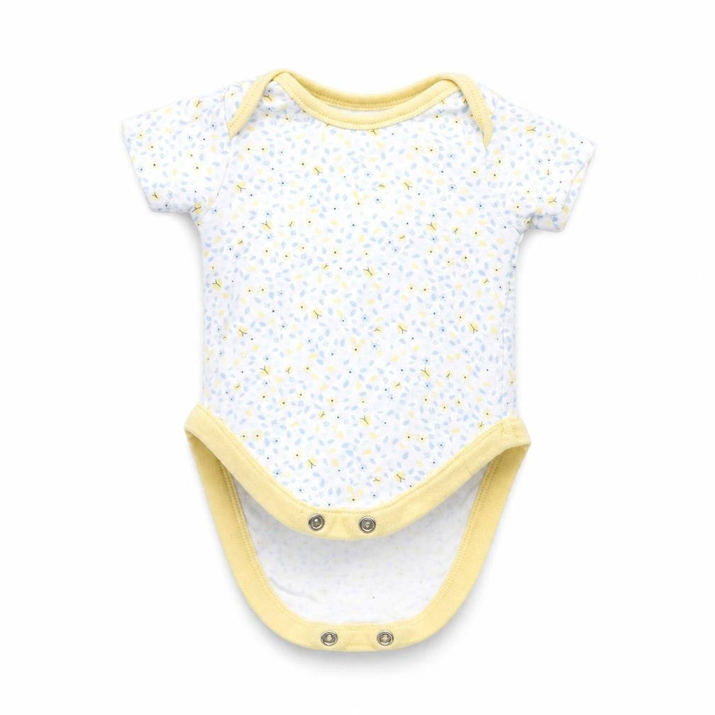 Front view of George girls’ white floral babygrow one-piece, size 0-3, months