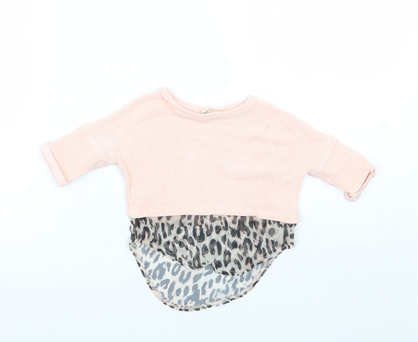 Mini Club Girls Pink Animal Print  Basic T-Shirt Size 0-3 Months