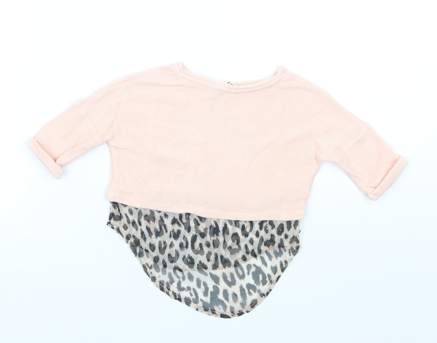 Mini Club Girls Pink Animal Print  Basic T-Shirt Size 0-3 Months