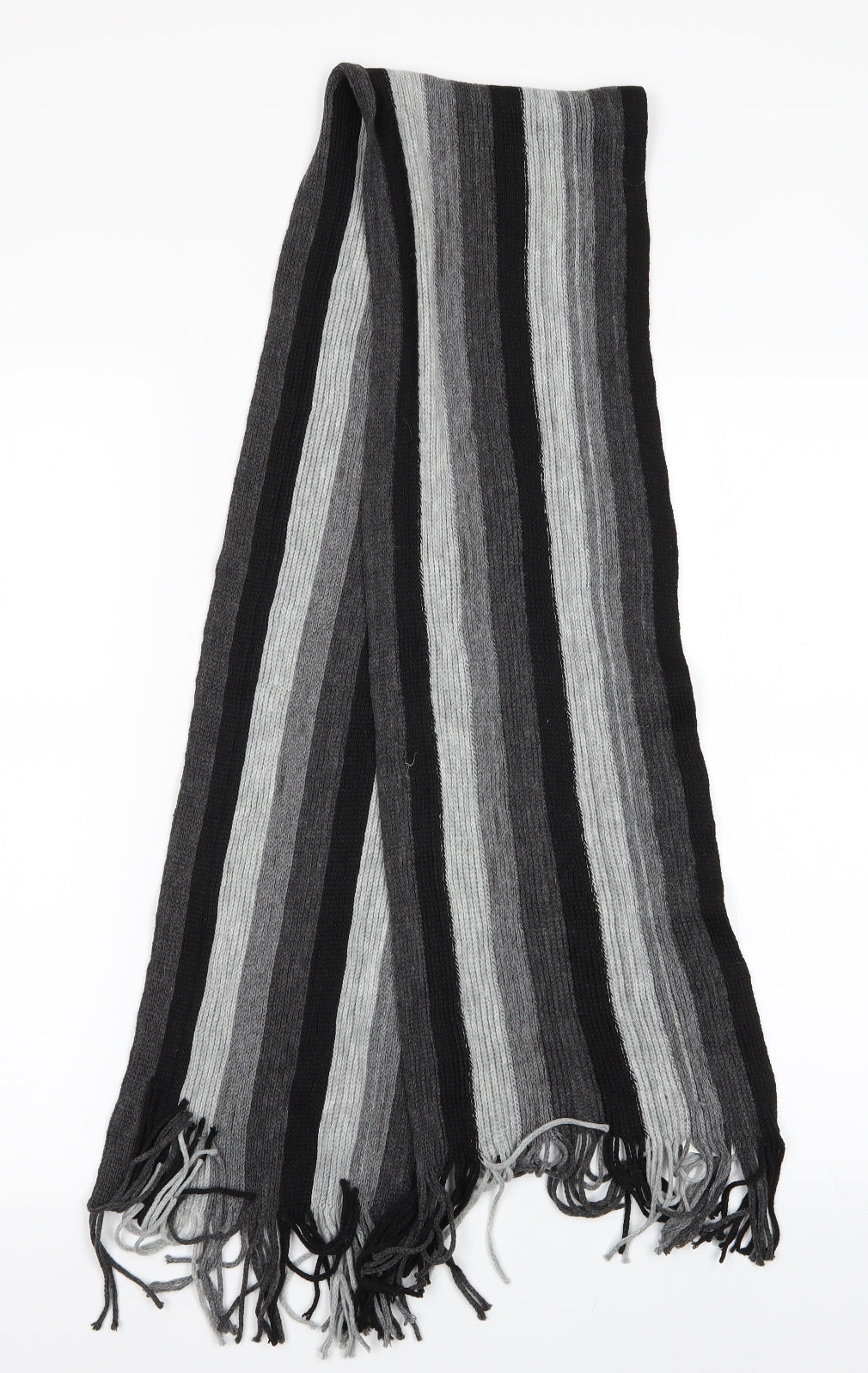 HLA Lon Mens Grey Striped  Scarf  One Size