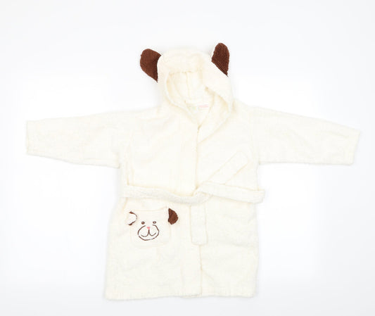 IRS Needs Boys Ivory Animal Print   Gown Size 2-3 Years  - Dog on pocket and ears on hood