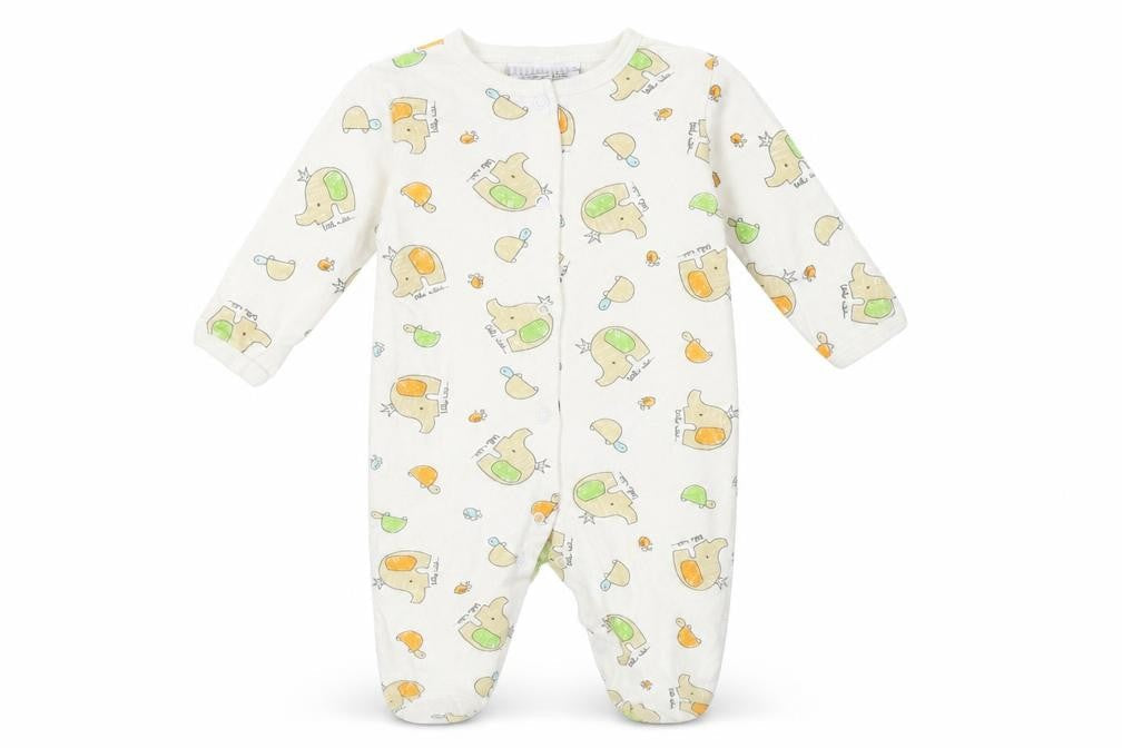 Bonjour Bebe Baby White Geometric  Babygrow One-Piece Size 3-6 Months  - Elephant