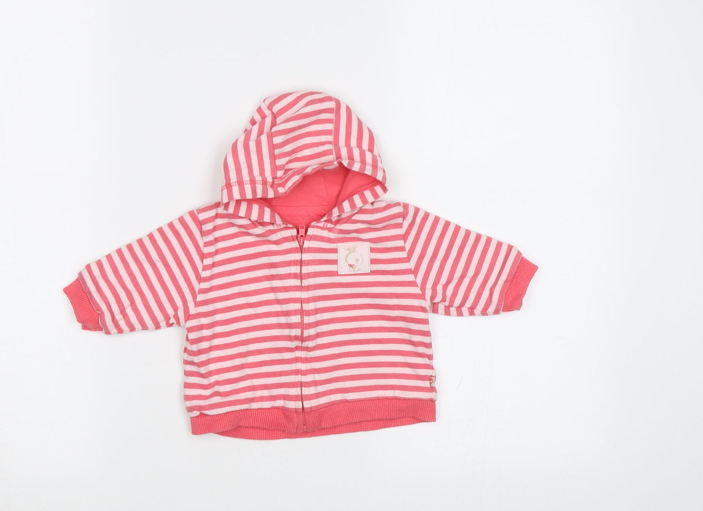 Mothercare Baby Pink Striped  Full Zip Jumper Size 0-3 Months