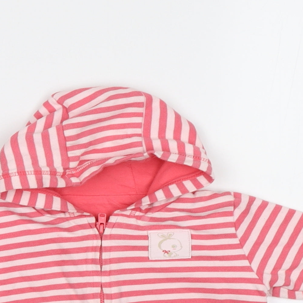 Mothercare Baby Pink Striped  Full Zip Jumper Size 0-3 Months