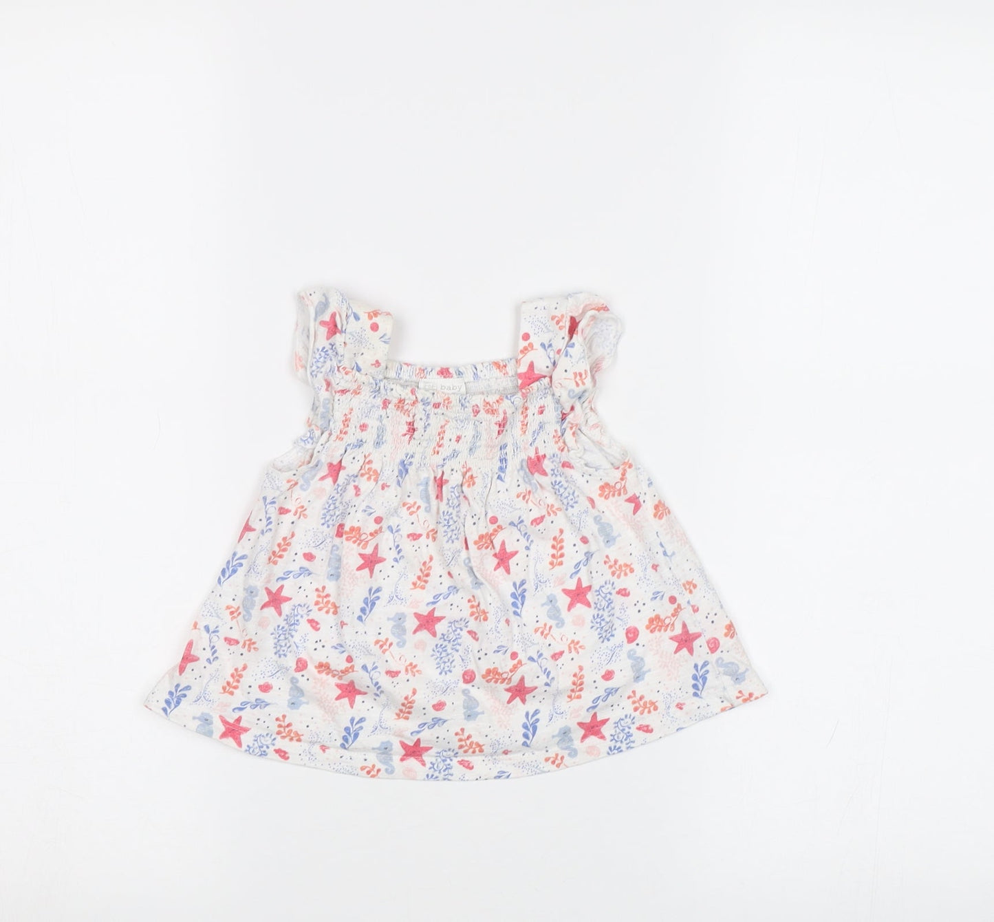 F&F Baby White Floral  Tunic Blouse Size 3-6 Months
