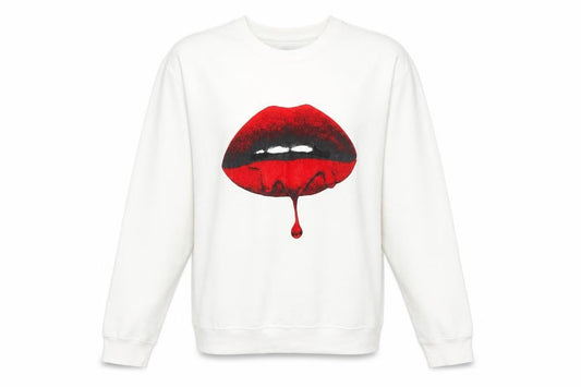 Preworn Womens White   Pullover Sweatshirt Size M  - Lips
