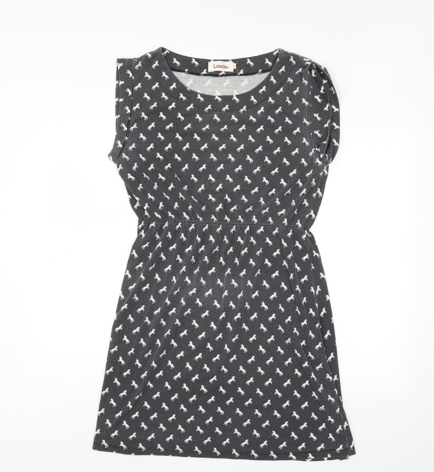 Louche Womens Grey Animal Print  A-Line  Size 14
