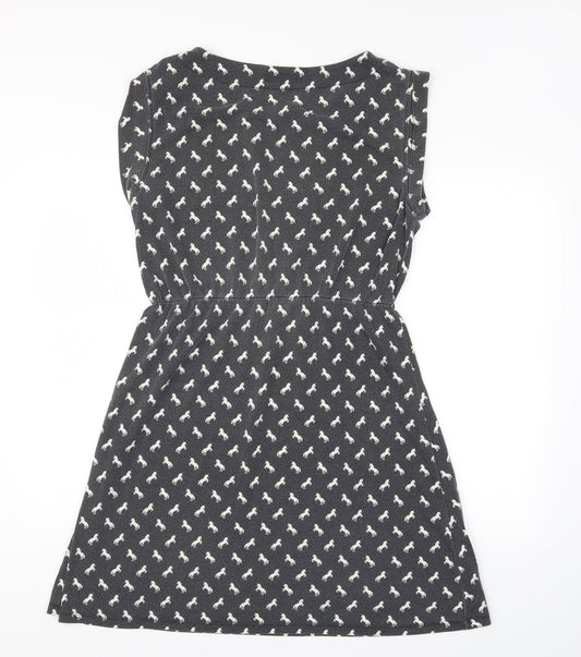 Louche Womens Grey Animal Print  A-Line  Size 14