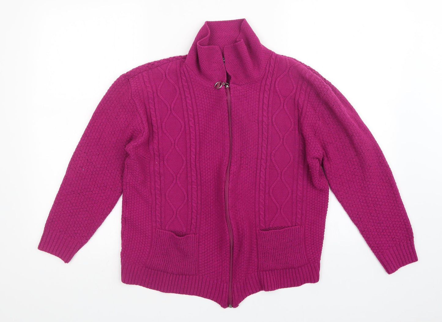 fashion Alert Womens Pink   Full Zip Jumper Size L