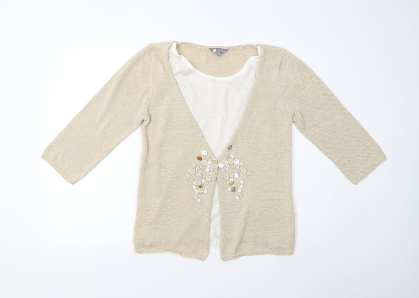 Mia Moda Womens Beige  Knit Pullover Jumper Size S
