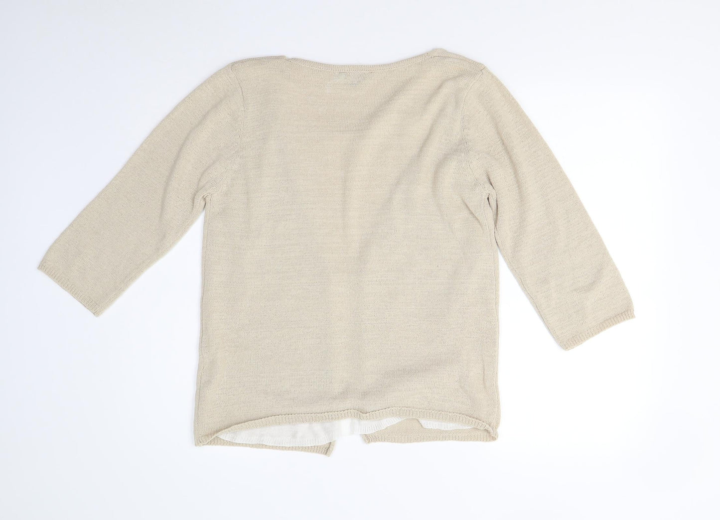 Mia Moda Womens Beige  Knit Pullover Jumper Size S