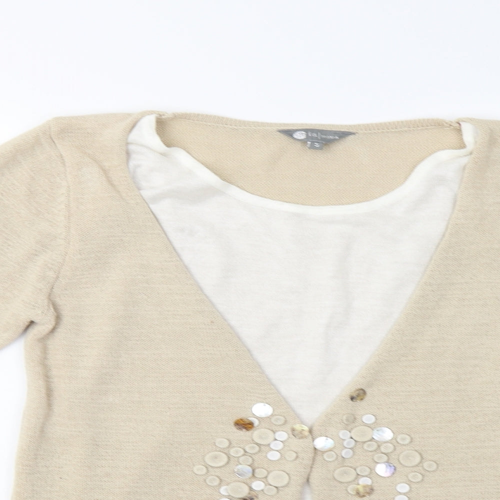 Mia Moda Womens Beige  Knit Pullover Jumper Size S