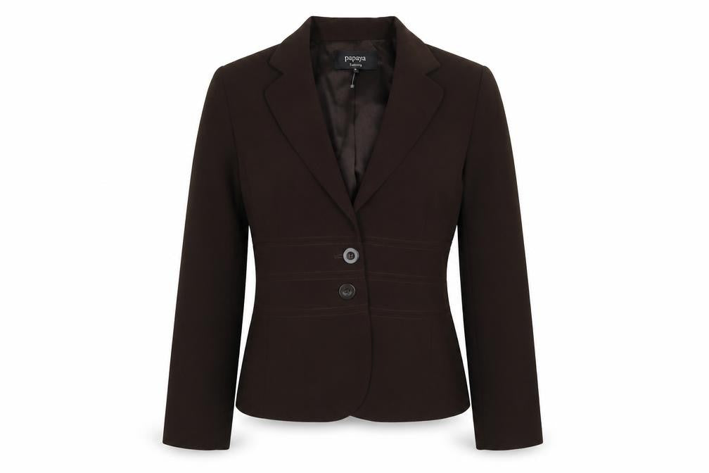 Front view of Papaya women’s brown jacket, size UK 14