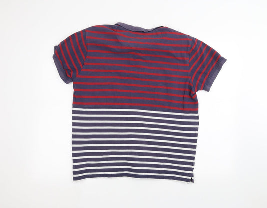 Easy Mens Blue Striped   Polo Size L