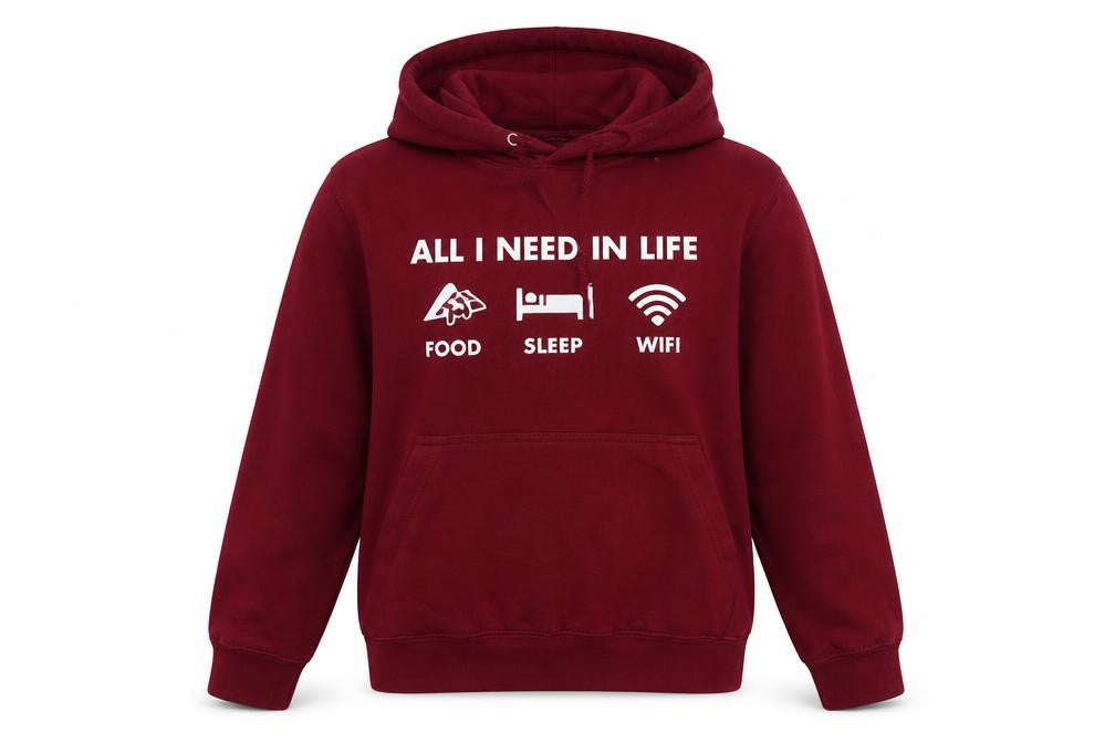 Front view of Just hoods women’s red pullover hoodie, size S
