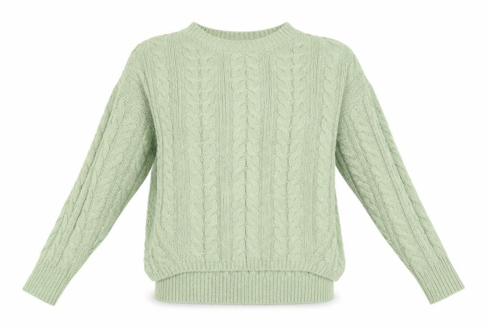 Front view of Atmosphere women’s green jumper, size UK 6