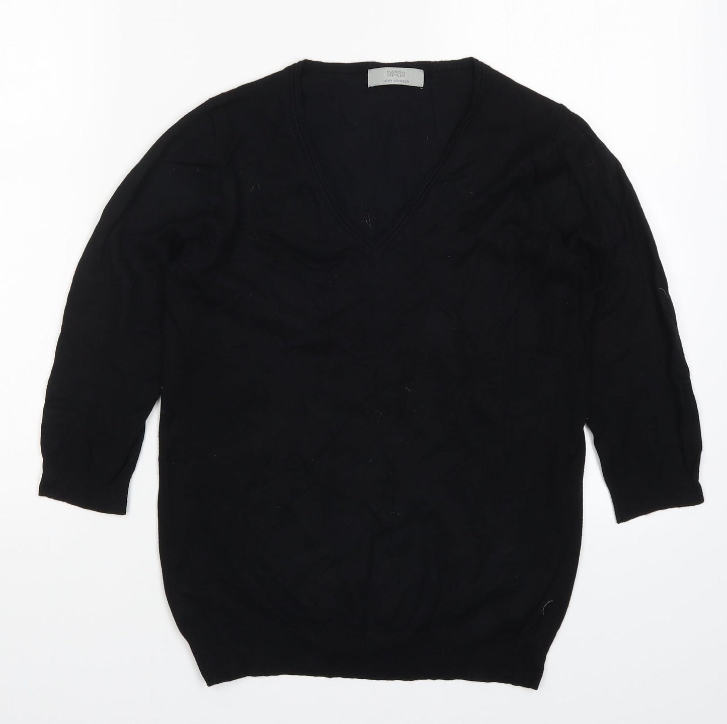 Marks  Womens Black  Knit Pullover Jumper Size 10