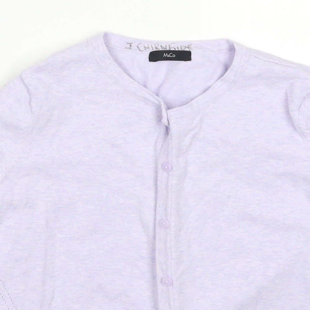 M&Co Womens Purple  Knit Cardigan Jumper Size 10